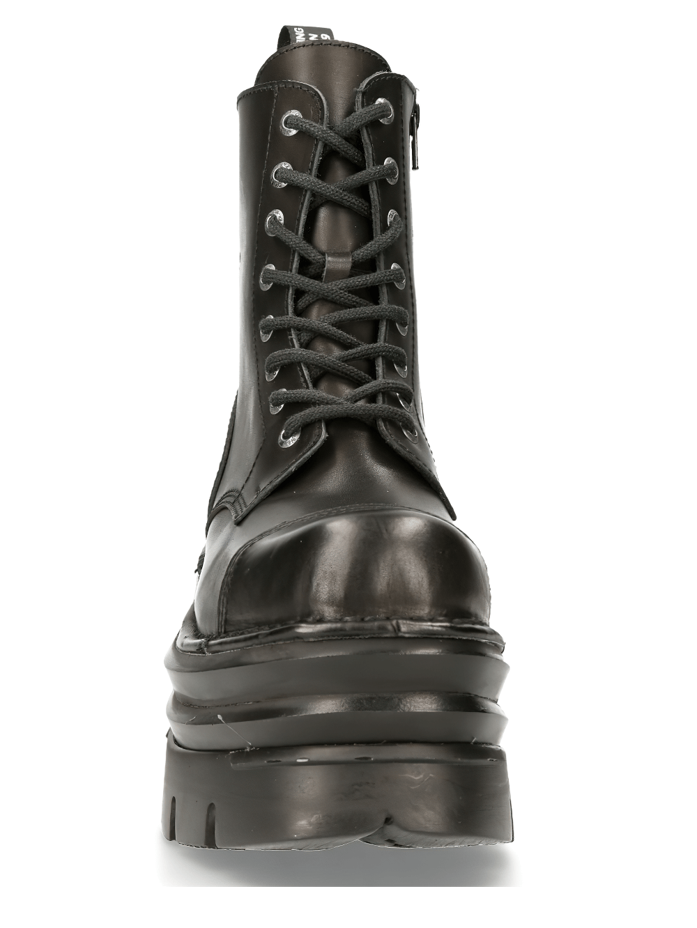 NEW ROCK Men's Sturdy Black Military-Style Leather Boots