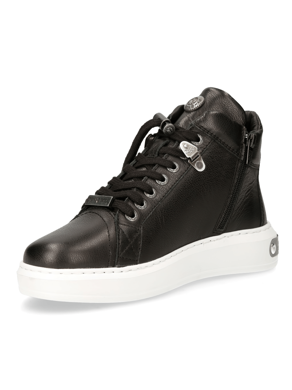 NEW ROCK Men's Stylish Urban Punk Leather Sneakers With Lace-Up
