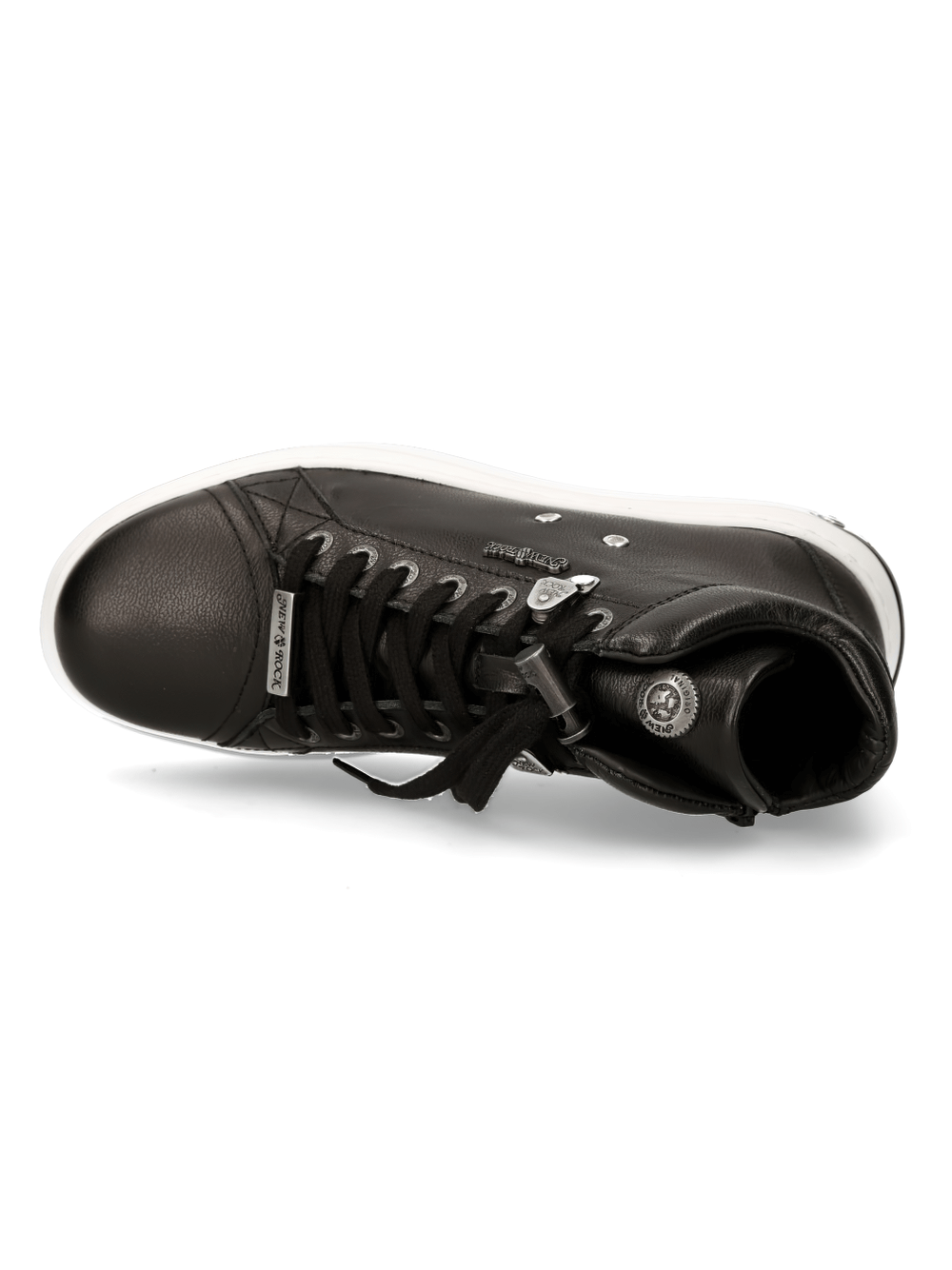 NEW ROCK Men's Stylish Urban Punk Leather Sneakers With Lace-Up