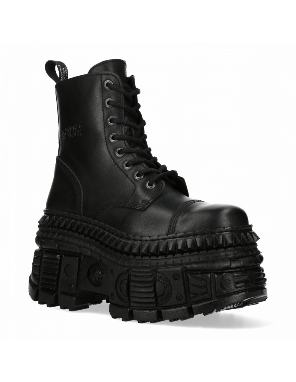 NEW ROCK Men's Black Leather Platform Ankle Boots