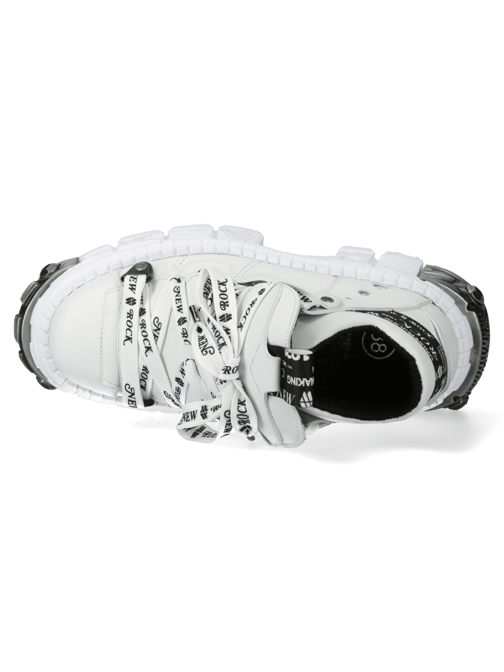 NEW ROCK Men's White Gothic Platform Ankle Boots with Metallic Details