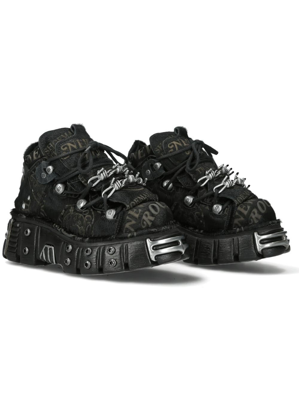 NEW ROCK Women's Ankle Boots With Barbed Wire Lacing Trim