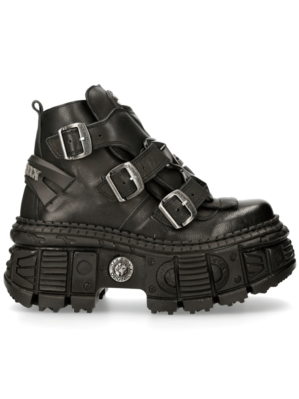 NEW ROCK Women's Ankle Boots with Industrial Strap Trim