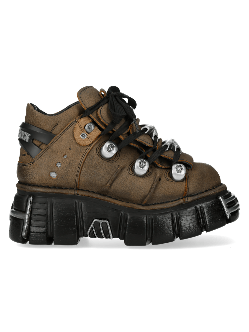 NEW ROCK Women's Ankle Boots with Metal Lace Plate Trim