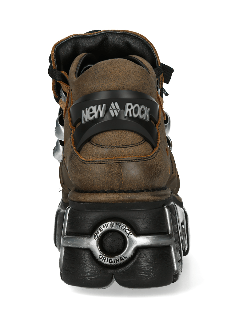 NEW ROCK Women's Ankle Boots with Metal Lace Plate Trim