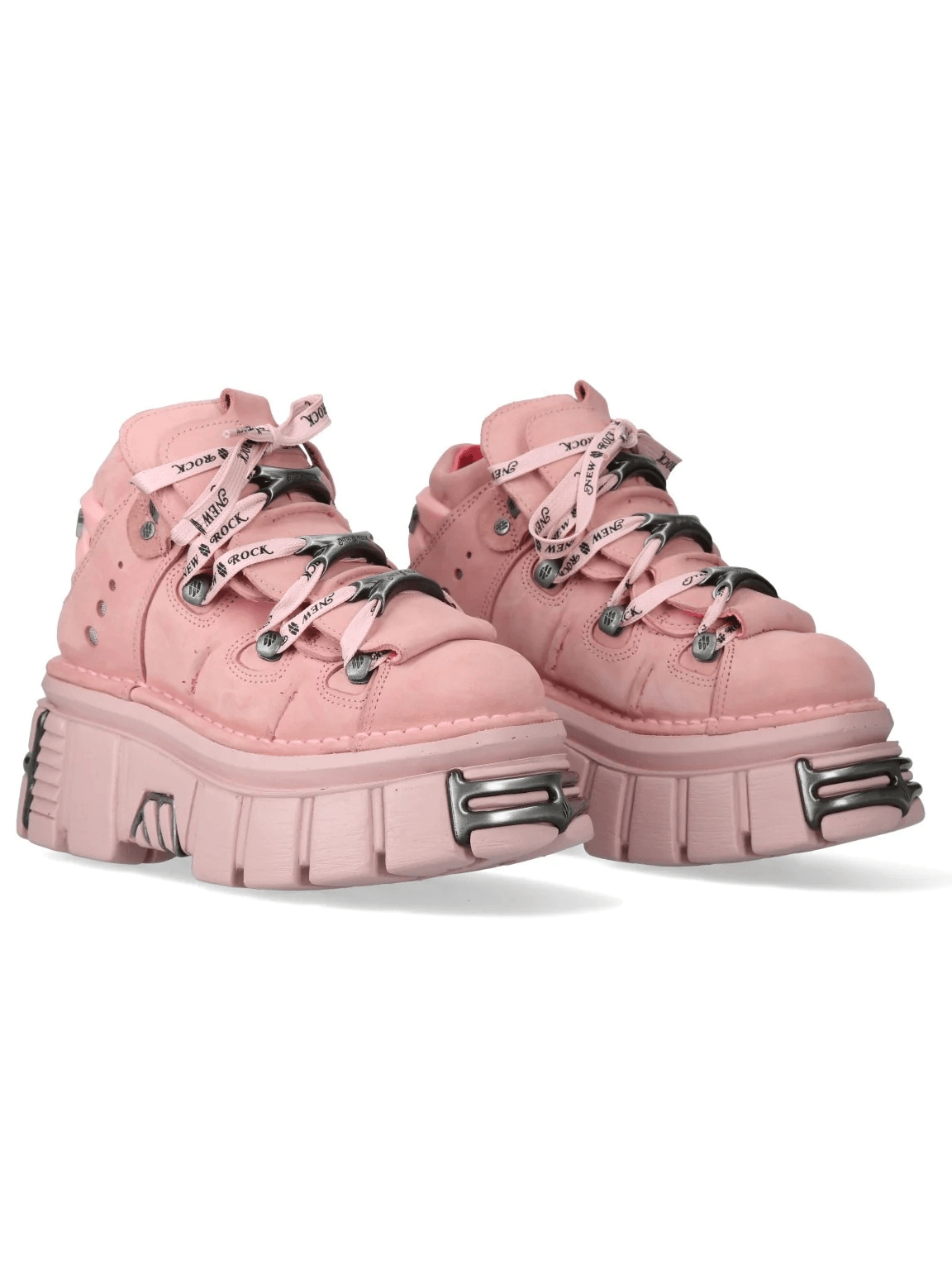 NEW ROCK Women's Ankle Boots With Metal Plates and Laces