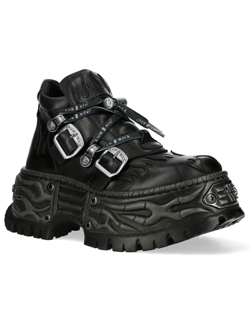 NEW ROCK Women's Black Gothic Flame Platform Shoes