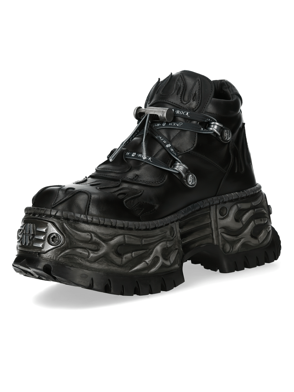 NEW ROCK Women's Black Gothic Flame Platform Shoes
