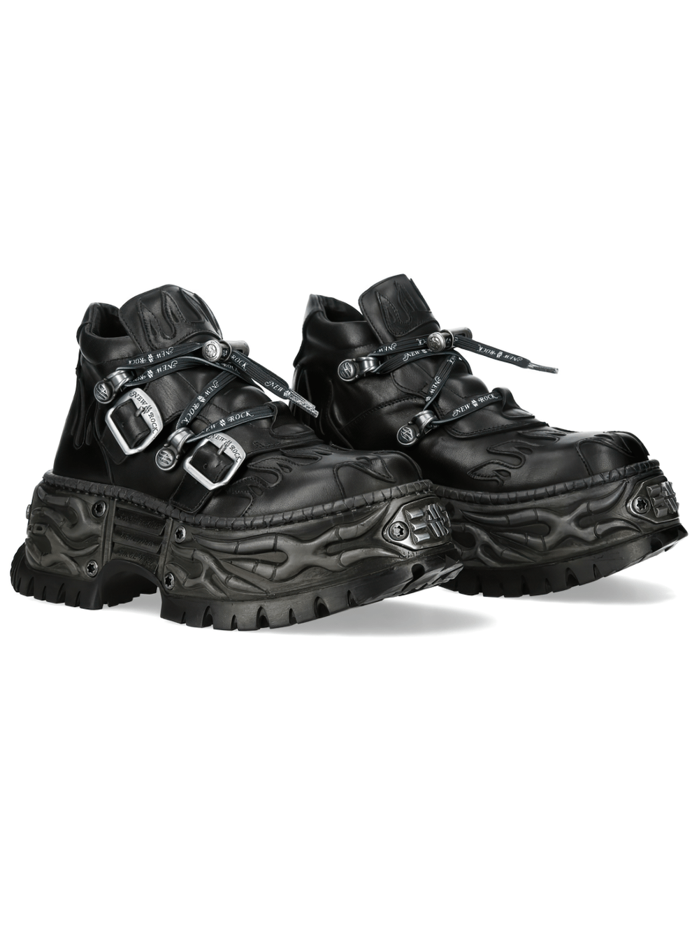 NEW ROCK Women's Black Gothic Flame Platform Shoes