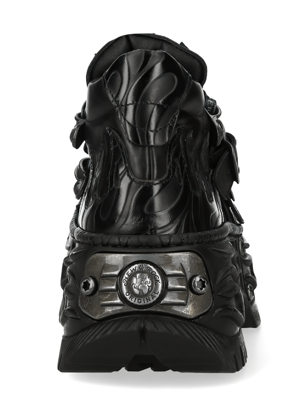 NEW ROCK Women's Black Platform Shoes with Buckle Trim