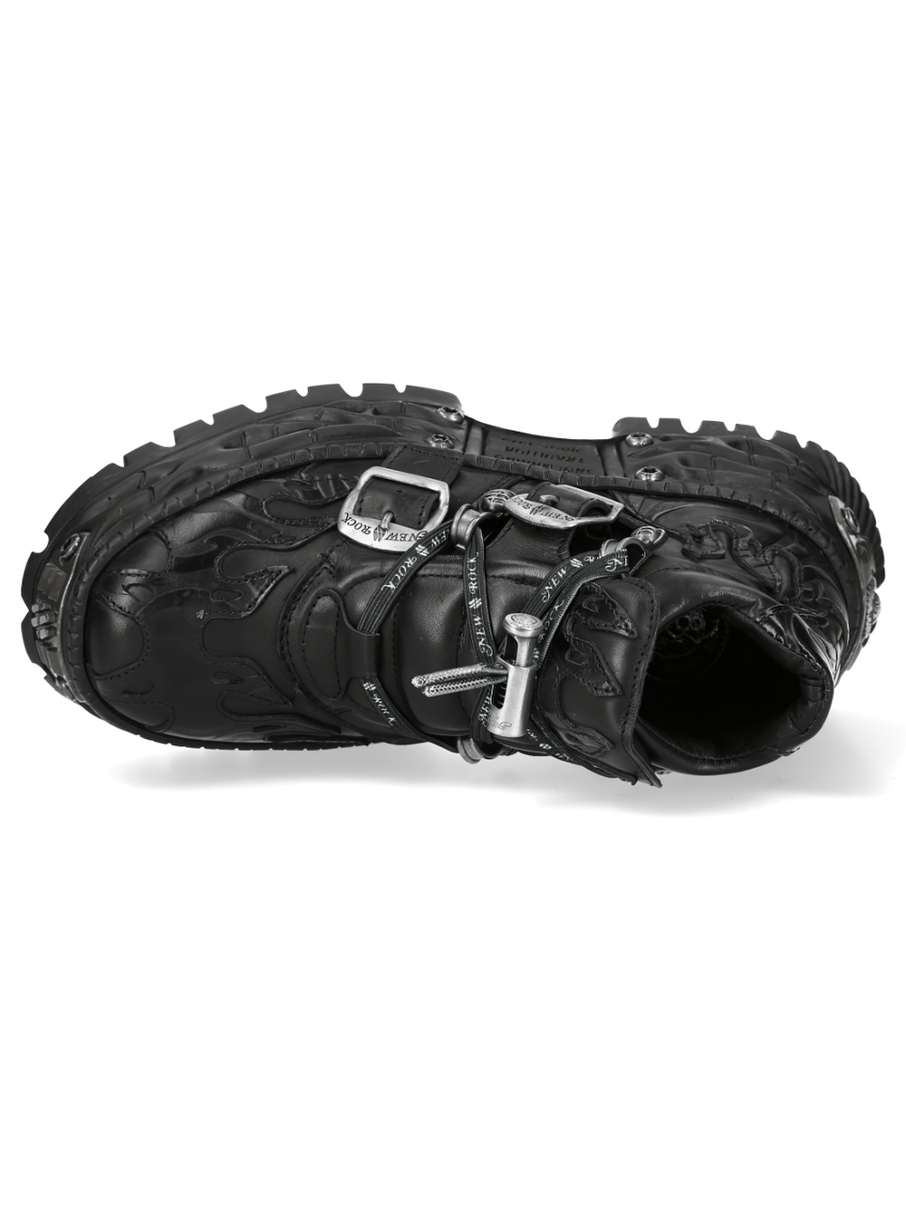 NEW ROCK Women's Black Platform Shoes with Buckle Trim