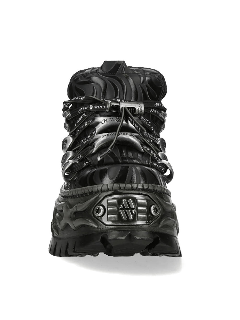 NEW ROCK Women's Black Platform Shoes with Metal Hardware