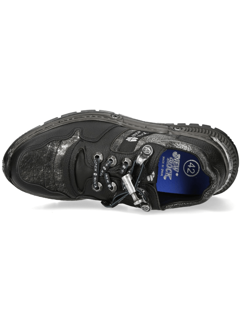 NEW ROCK Women's Black Shoes with Silver Metal Accents