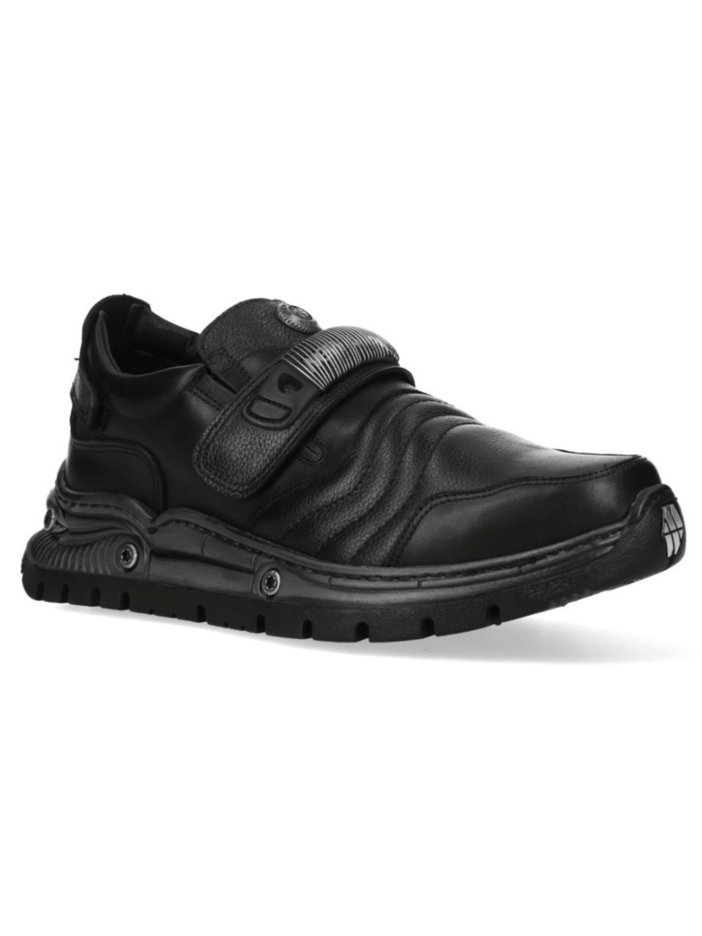 NEW ROCK Women's Black Velcro Rock Shoes with Metal Details