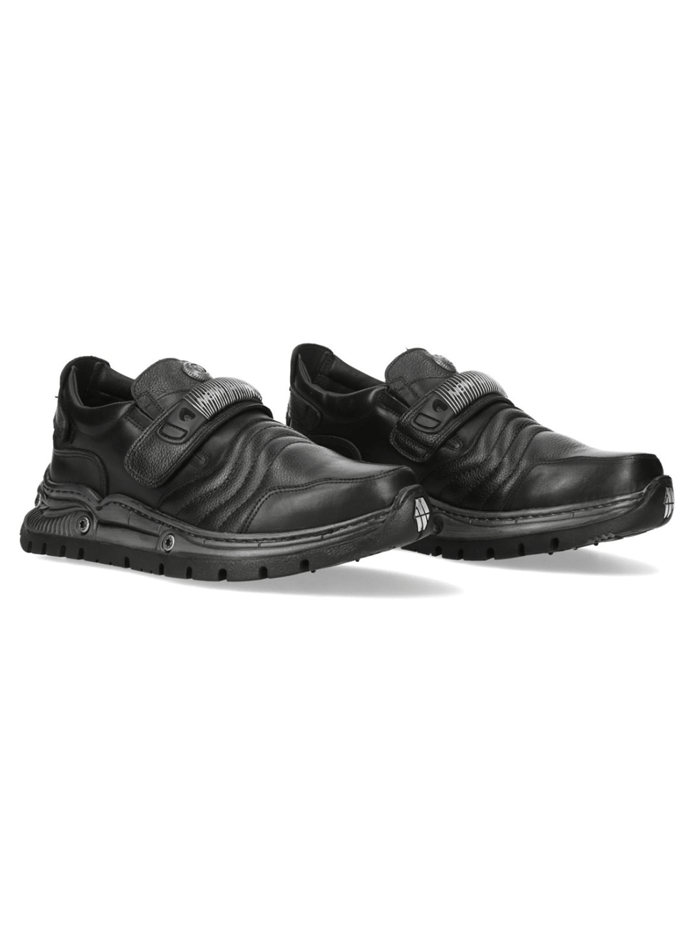NEW ROCK Women's Black Velcro Rock Shoes with Metal Details