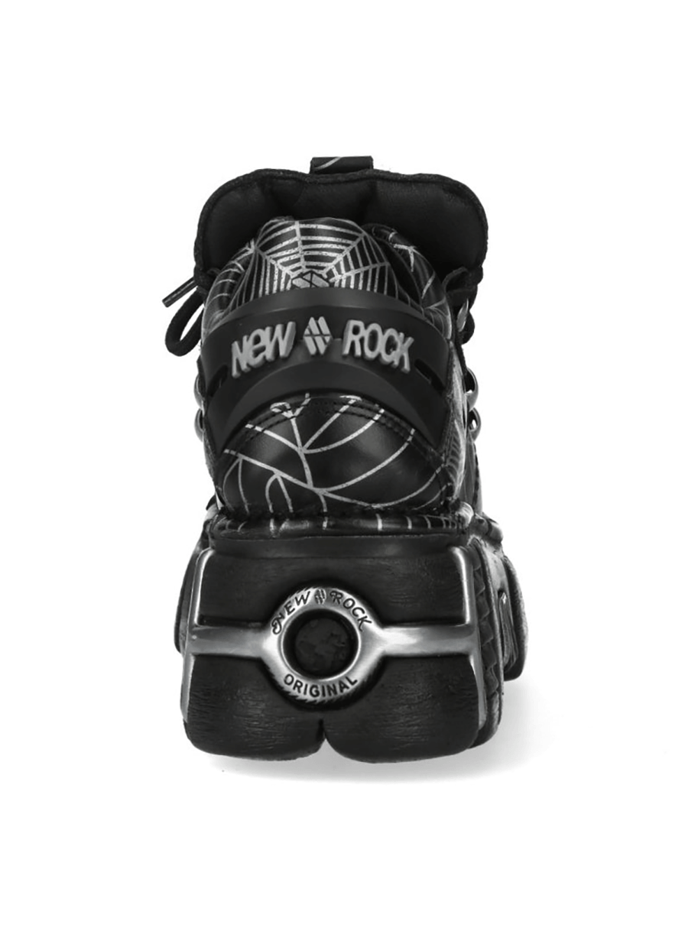 NEW ROCK Women's Black Web Print Gothic Platform Shoes