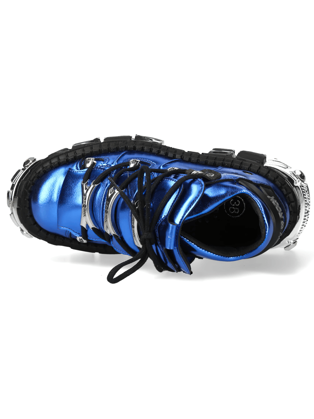 NEW ROCK Women's Blue Gothic Shoes with Metallic Side Armour