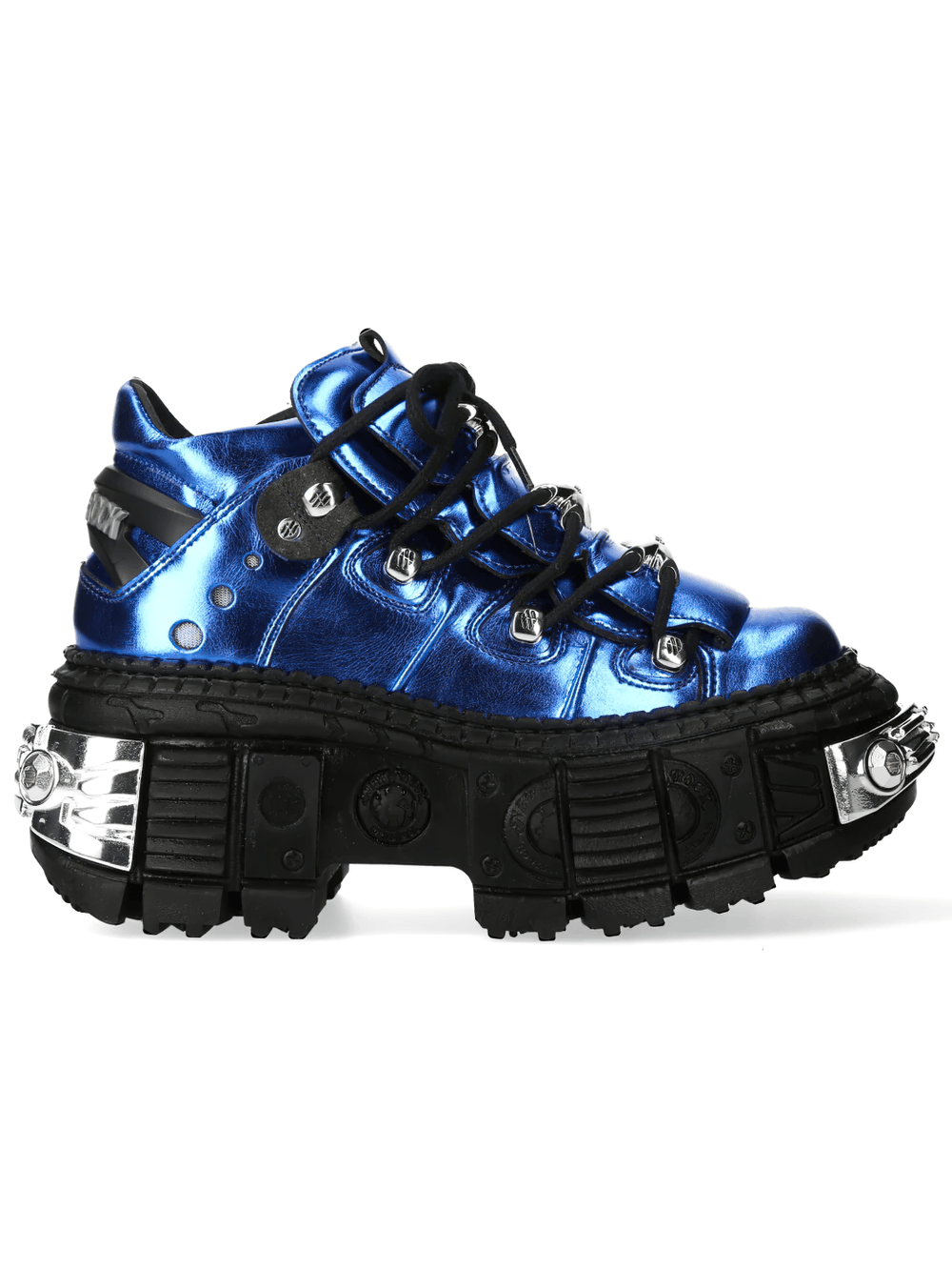 NEW ROCK Women's Blue Gothic Shoes with Metallic Side Armour