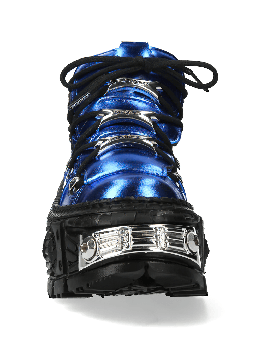 NEW ROCK Women's Blue Gothic Shoes with Metallic Side Armour