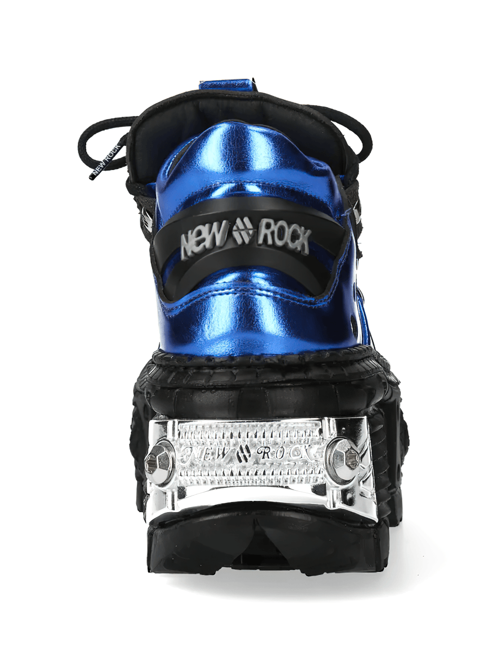 NEW ROCK Women's Blue Gothic Shoes with Metallic Side Armour