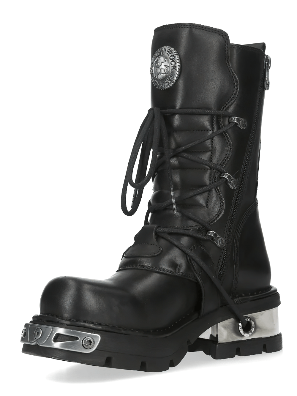 NEW ROCK Women's Boots with Buckle Straps and Side Zipper