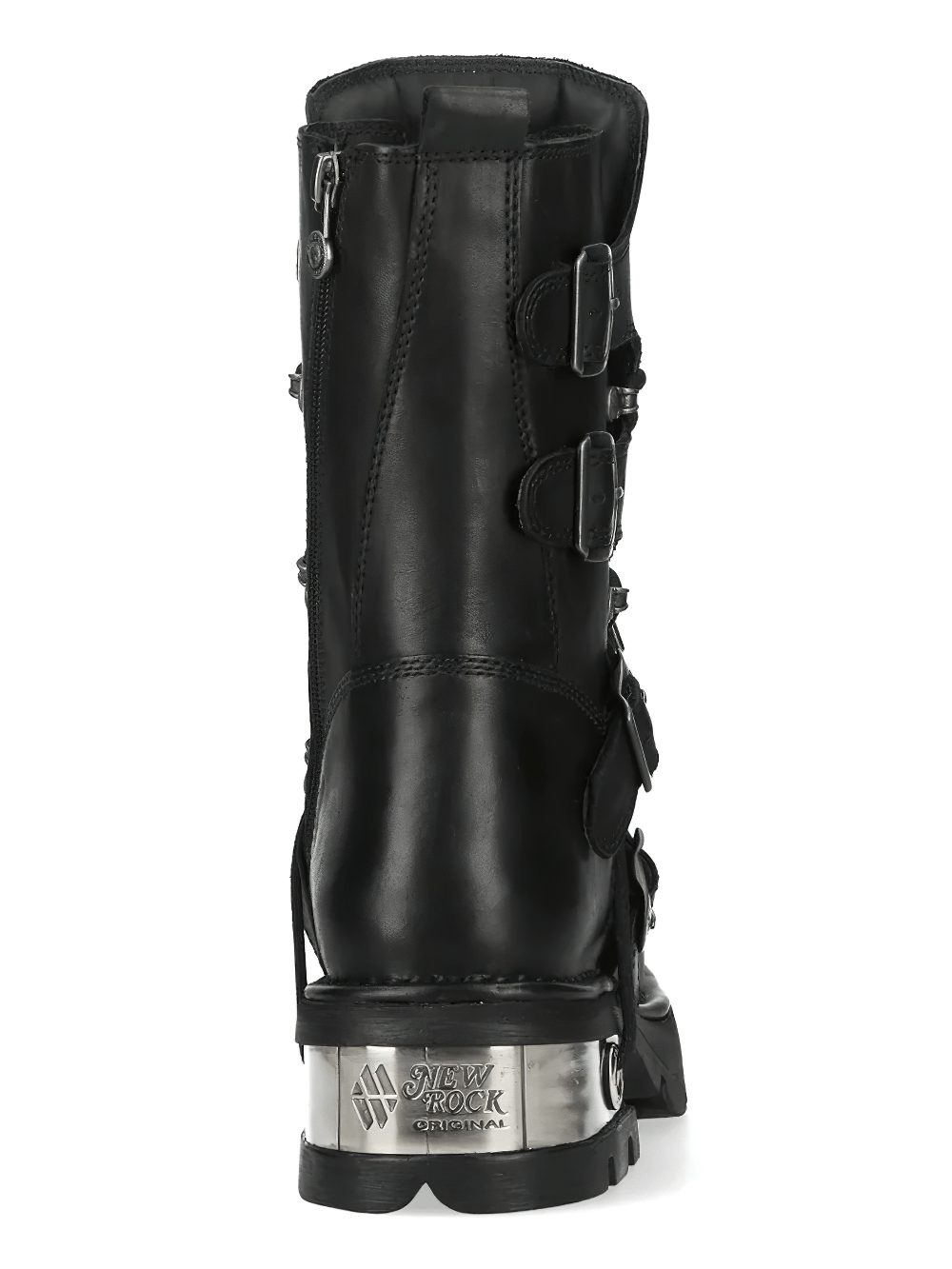NEW ROCK Women's Boots with Buckle Straps and Side Zipper