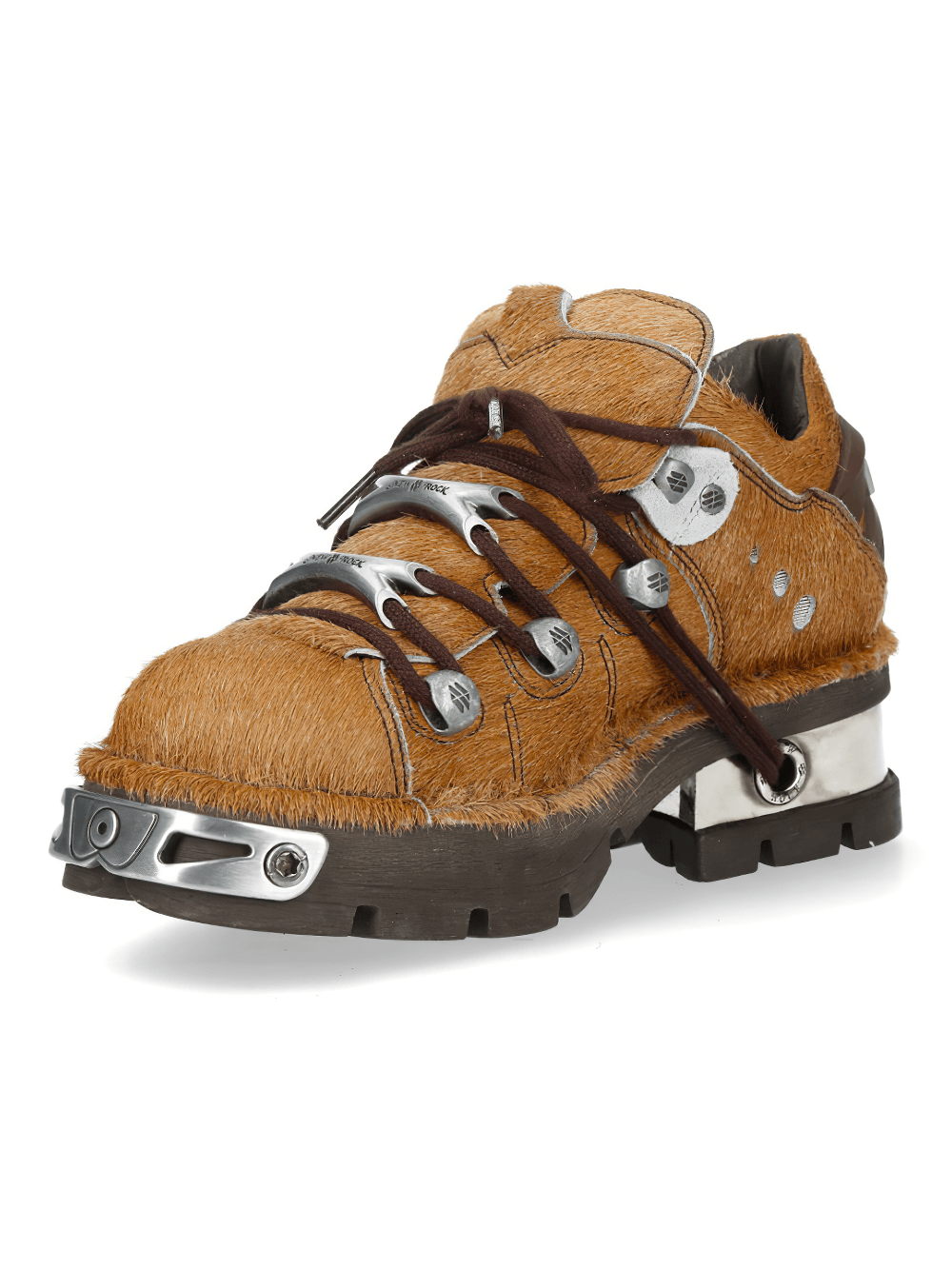 NEW ROCK Women's Brown Low Platform Shoes with Toe Plates