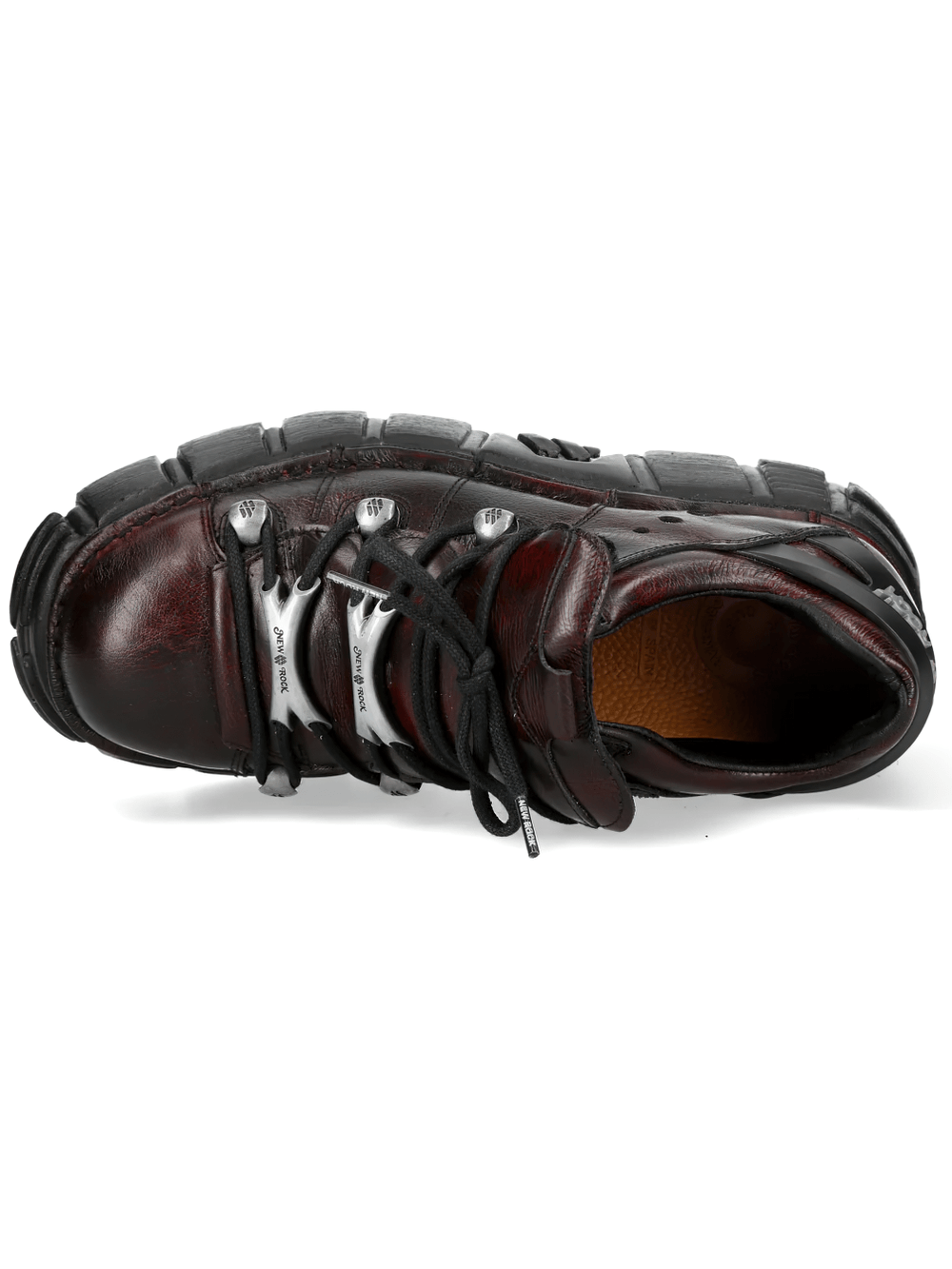 NEW ROCK Women's Burgundy Punk Shoes with Black Sole