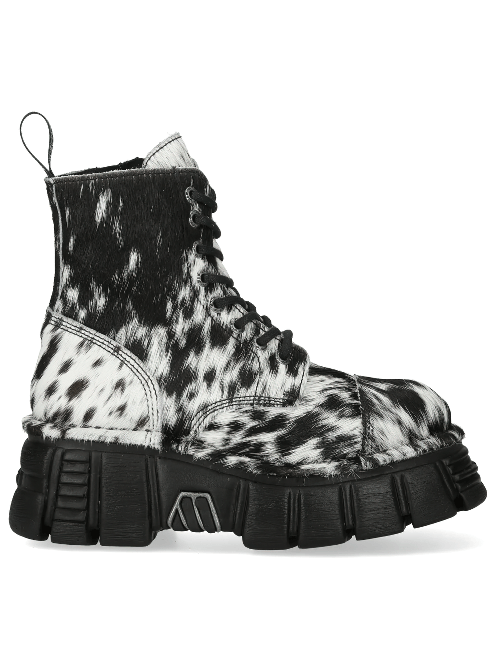 NEW ROCK Women's Cow Print Gothic Boots with Lug Sole