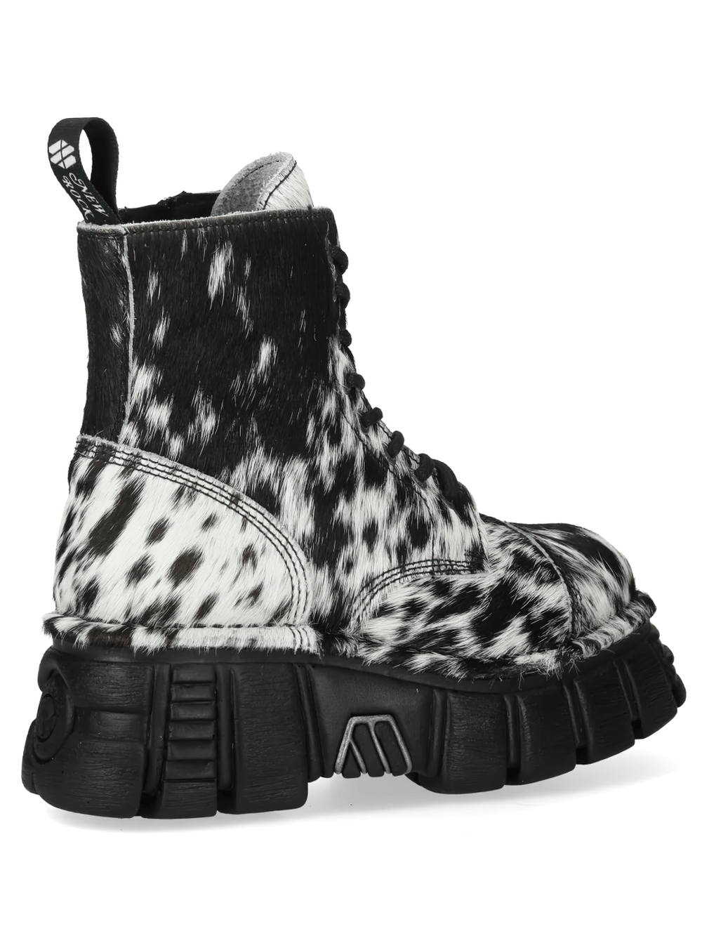 NEW ROCK Women's Cow Print Gothic Boots with Lug Sole