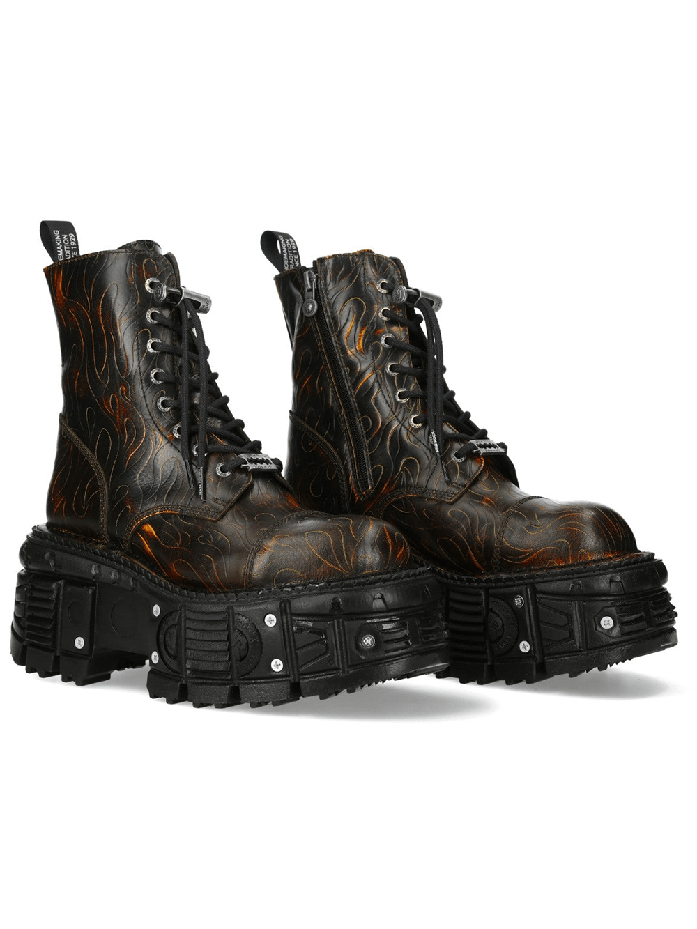NEW ROCK Women's Flame Platform Boots with Side Zipper