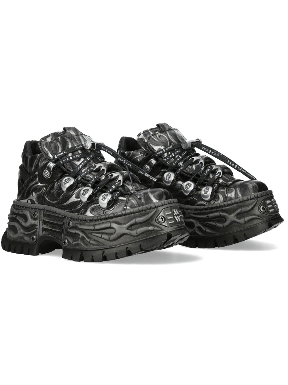 NEW ROCK Women's Flame Platform Sneakers with Lace-Up