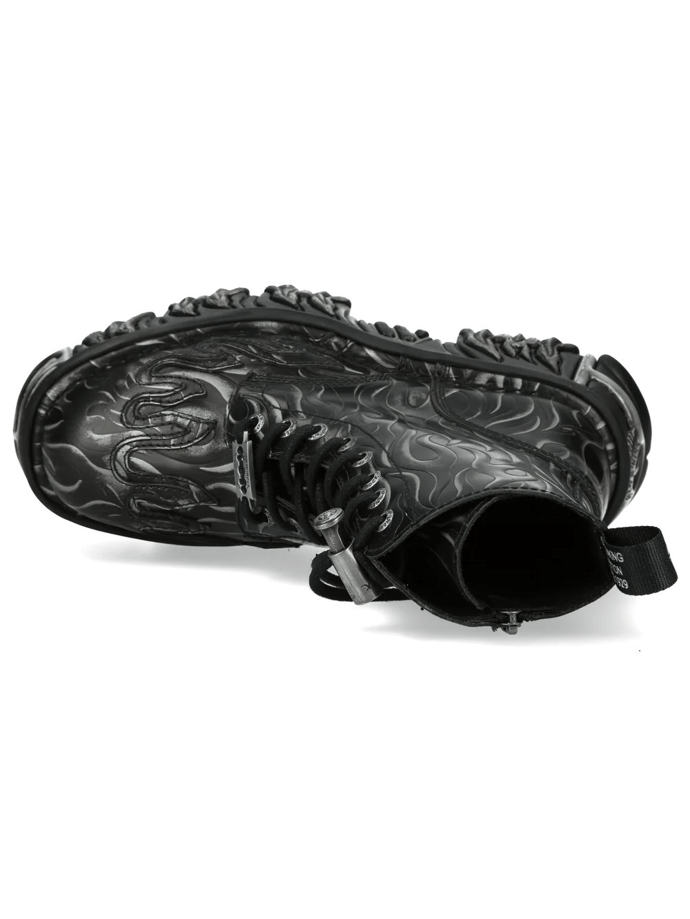 NEW ROCK Women's Flame Punk Boots with Embossed Fire Motif
