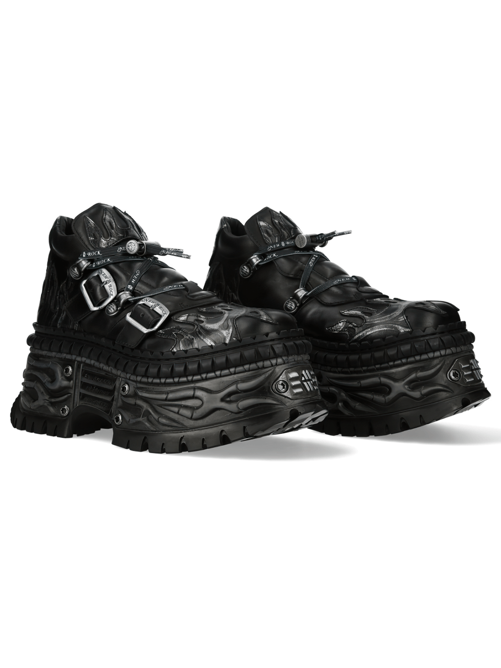 NEW ROCK Women's Goth Platform Shoes with Flame Sole