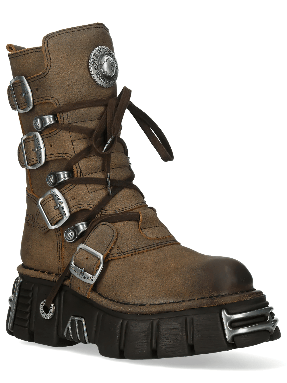 NEW ROCK Women's Gothic Platform Boots with Buckle Straps