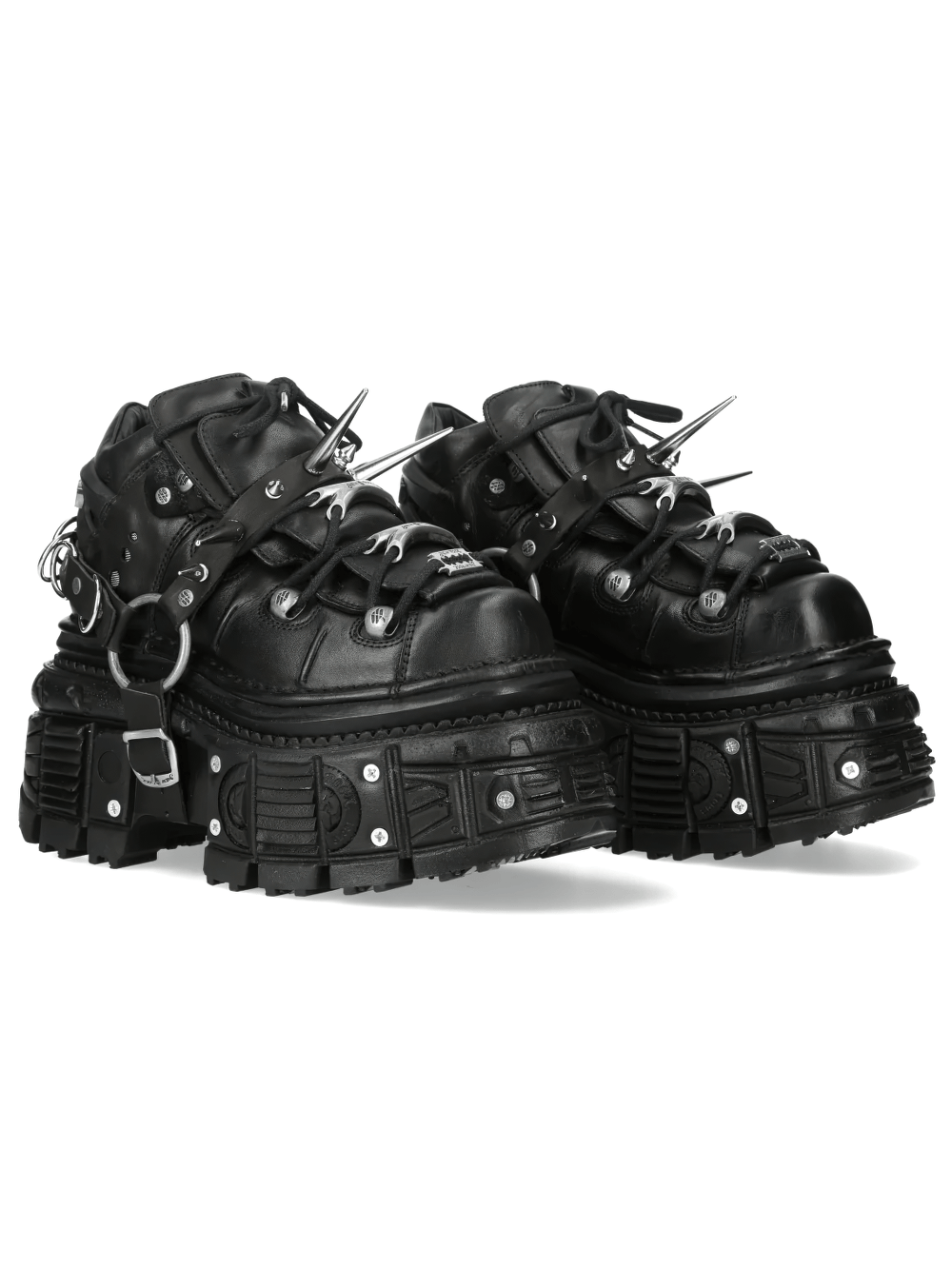 NEW ROCK Women's Gothic Platform Boots with Spikes Rings