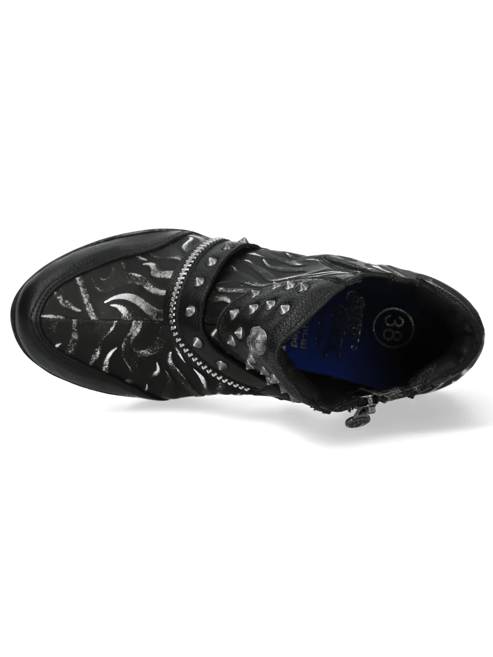 NEW ROCK Women's Gothic Skull Ankle Boots with Metal Heels