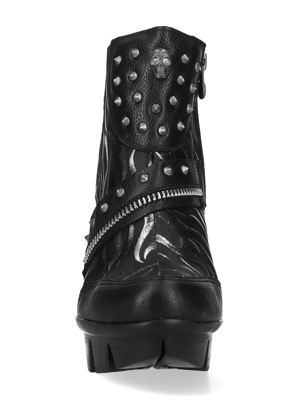 NEW ROCK Women's Gothic Skull Ankle Boots with Metal Heels
