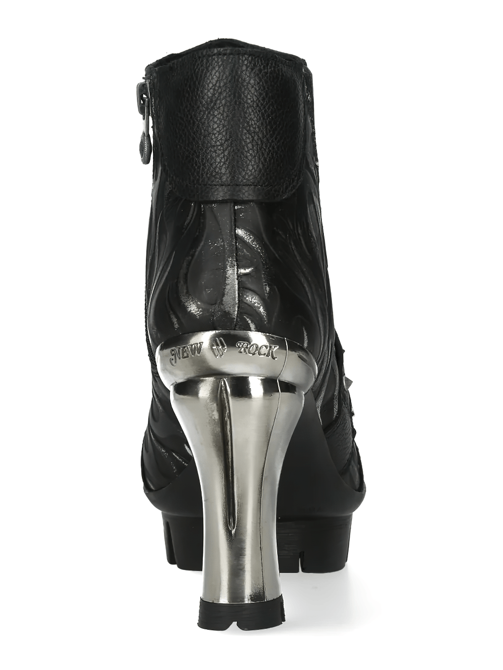 NEW ROCK Women's Gothic Skull Ankle Boots with Metal Heels