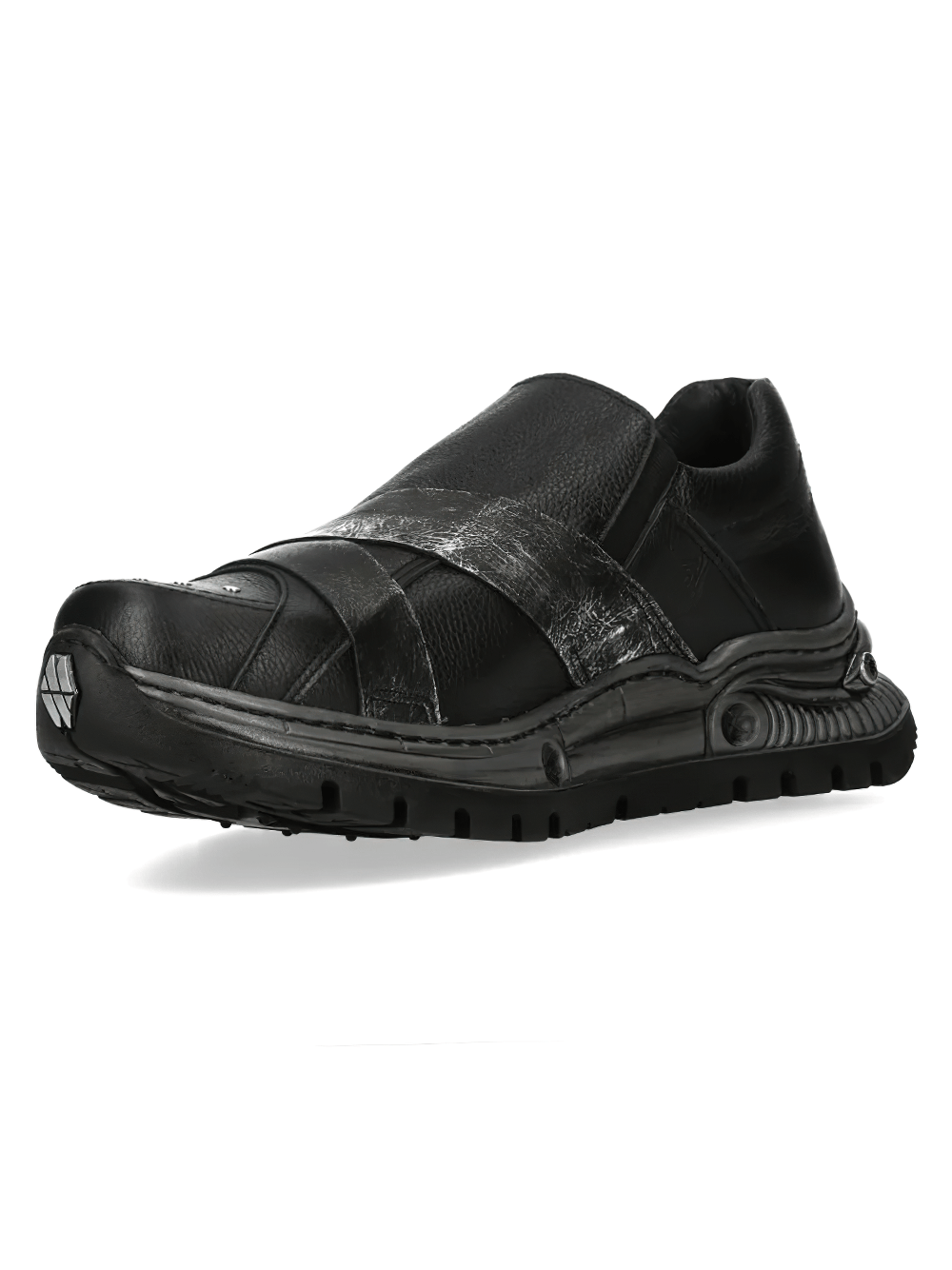 NEW ROCK Women's Gothic Slip-On Shoes with Silver Straps