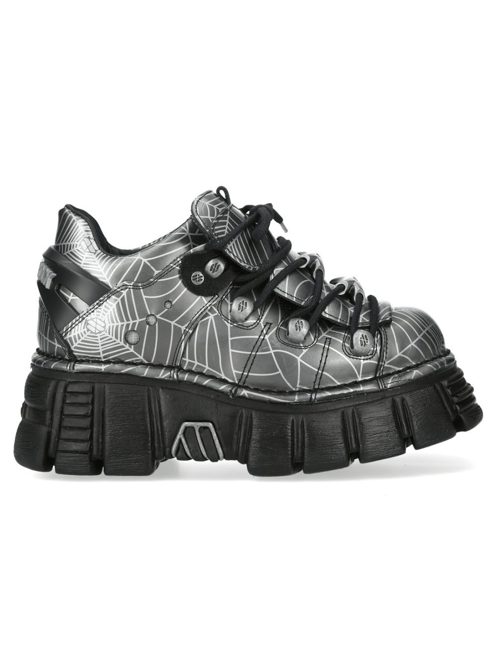 NEW ROCK Women's Gray Spiderweb Shoes with Chunky Tread Sole