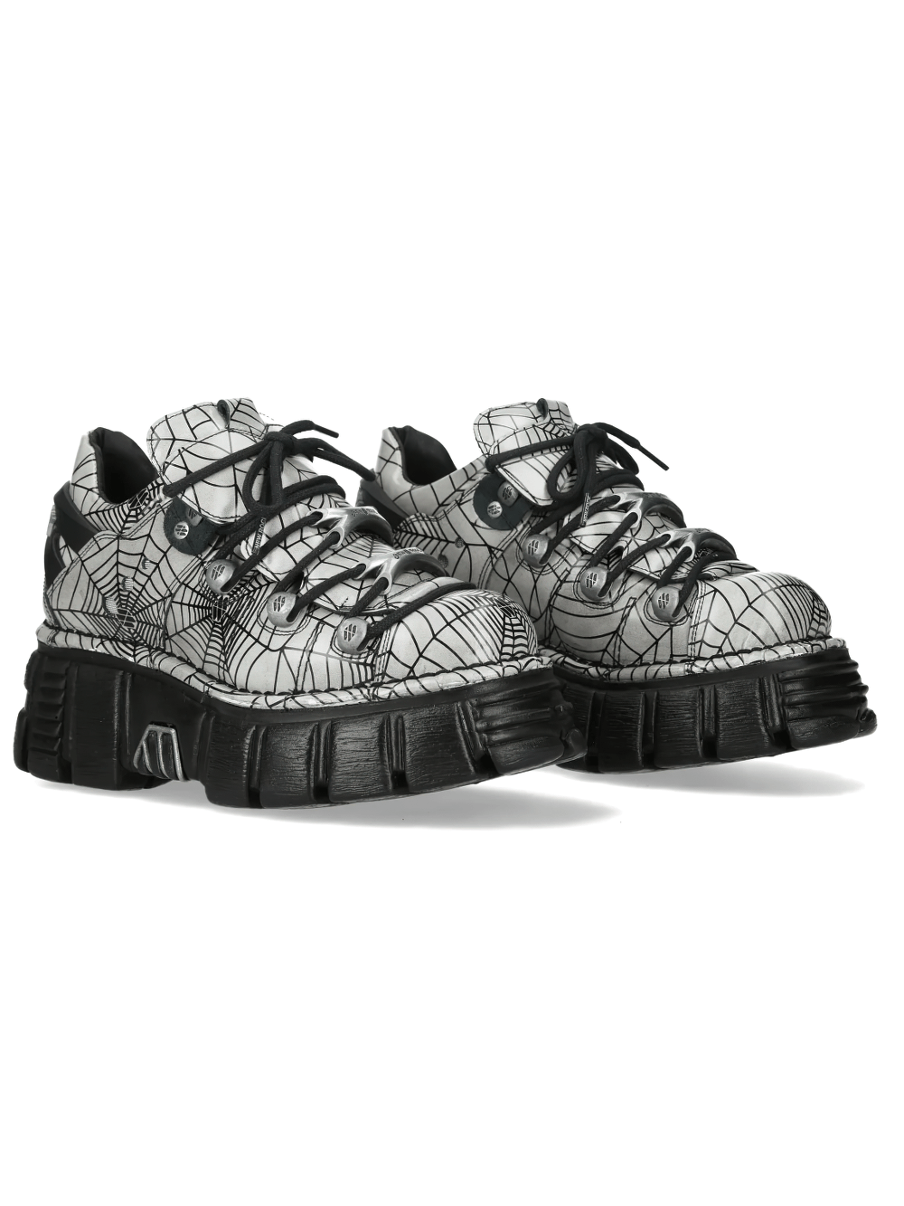 NEW ROCK Women's Gray Spiderweb Shoes with Chunky Tread Sole