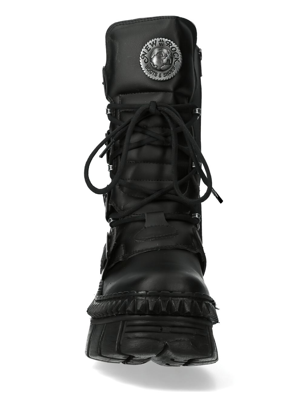 NEW ROCK Women's Industrial Platform Boots with Buckles