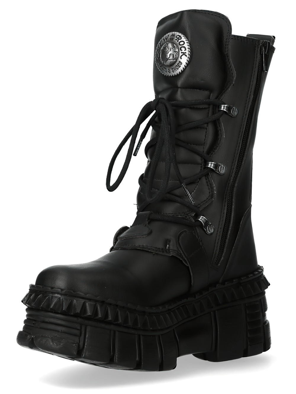 NEW ROCK Women's Industrial Platform Boots with Buckles