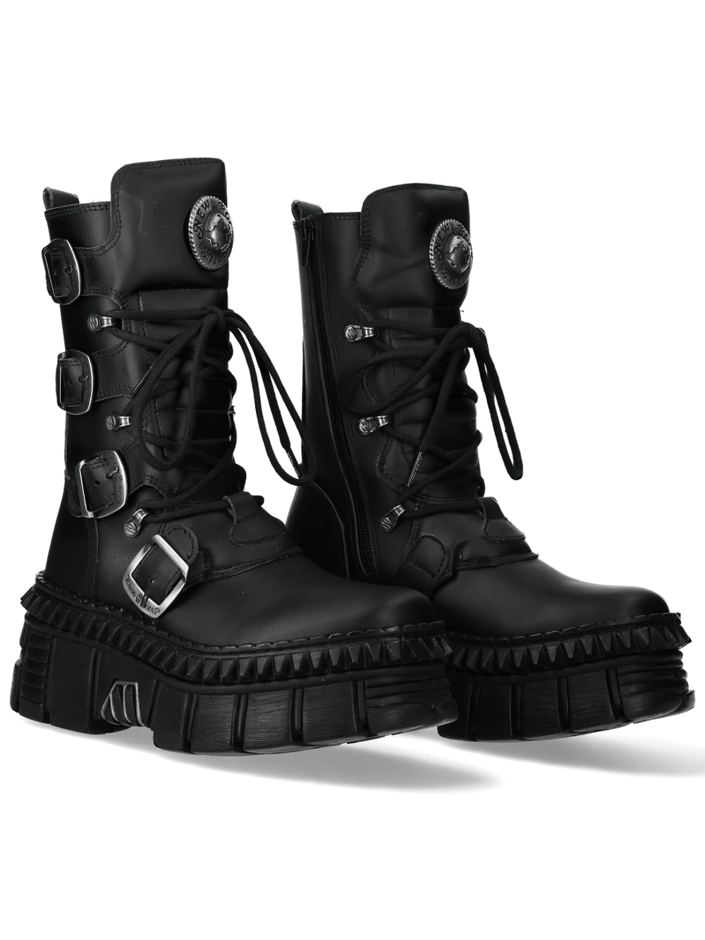 NEW ROCK Women's Industrial Platform Boots with Buckles
