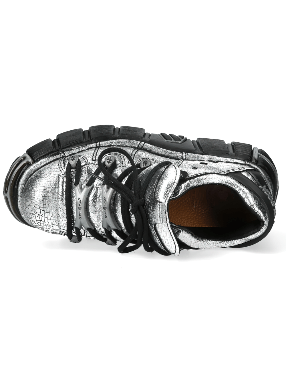 NEW ROCK Women's Metallic Silver Shoes with Chunky Soles