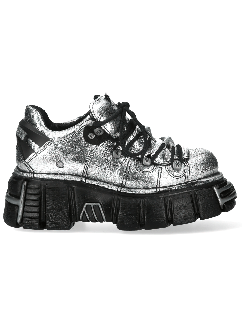 NEW ROCK Women's Metallic Silver Shoes with Chunky Soles