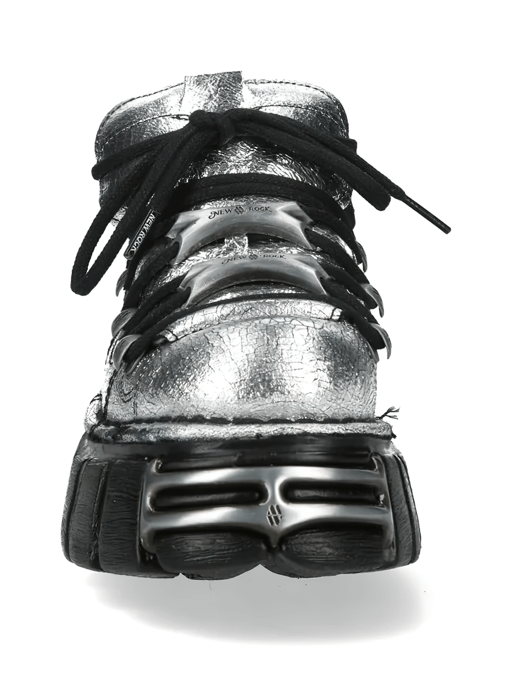 NEW ROCK Women's Metallic Silver Shoes with Chunky Soles