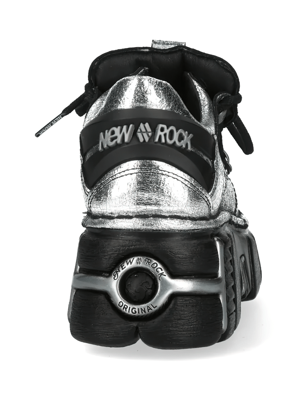 NEW ROCK Women's Metallic Silver Shoes with Chunky Soles