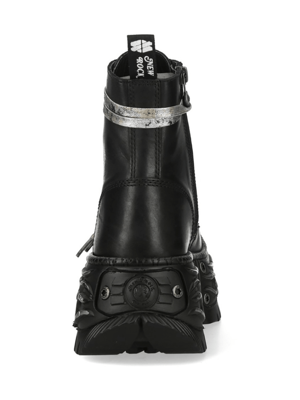 NEW ROCK Women's Military Ankle Boots with Silver Laces